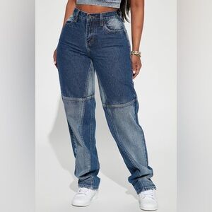 Fashionova Two-Tone Blue Patchwork Jeans